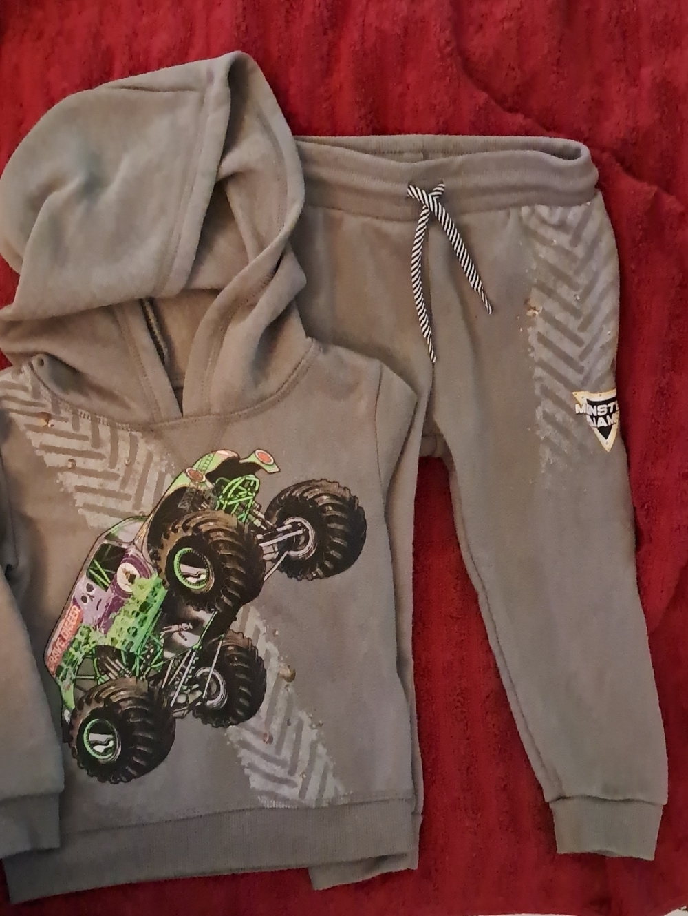 Monster Jam Gray Kids Matching Hoodie & Jogger Set